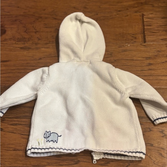 Janie and Jack Layette Knit Baby Hoodie | 3-6 Months | Hippo Embroidery - Picture 5 of 7